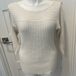 White House Black Market Cream Crew Neck Sweater